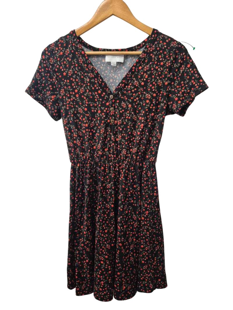 French Grey Floral V-Neck Dresses