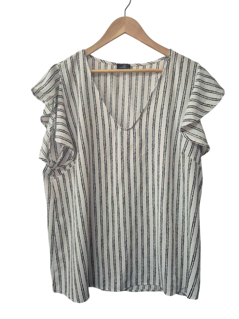 Vivette Striped V-Neck Short Sleeves
