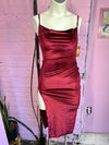 Red Velvet Midi Bodycon Dress, L
