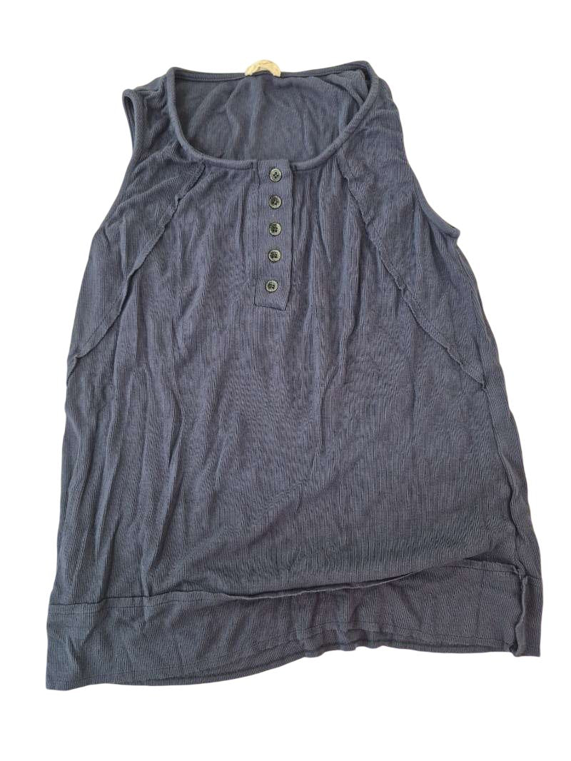 Hem & Thread Buttoned Sleeveless Tanks