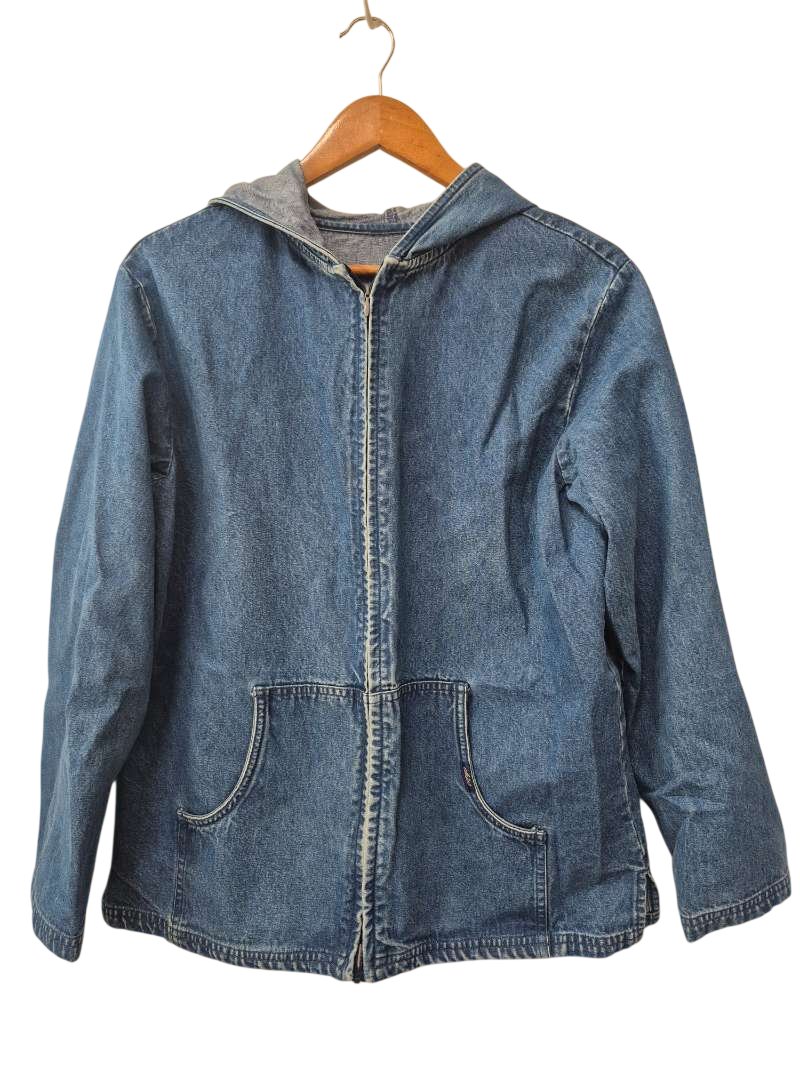 Chic Denim Hooded Jacket Vintage