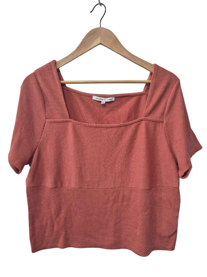 Celebrity Pink Square Neck Short Sleeves