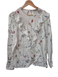 Zara Woman Ruffle Print Blouse Long Sleeves
