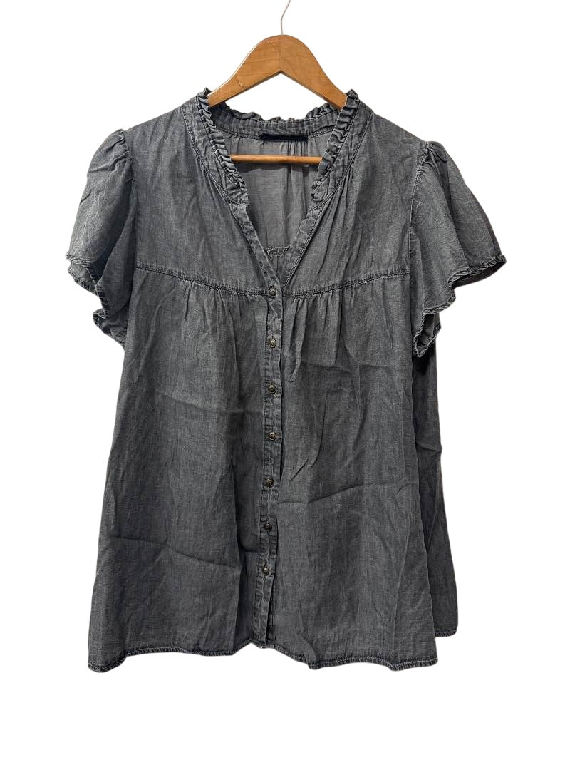 Jane & Delancy Ruffle Button-Up Short Sleeves