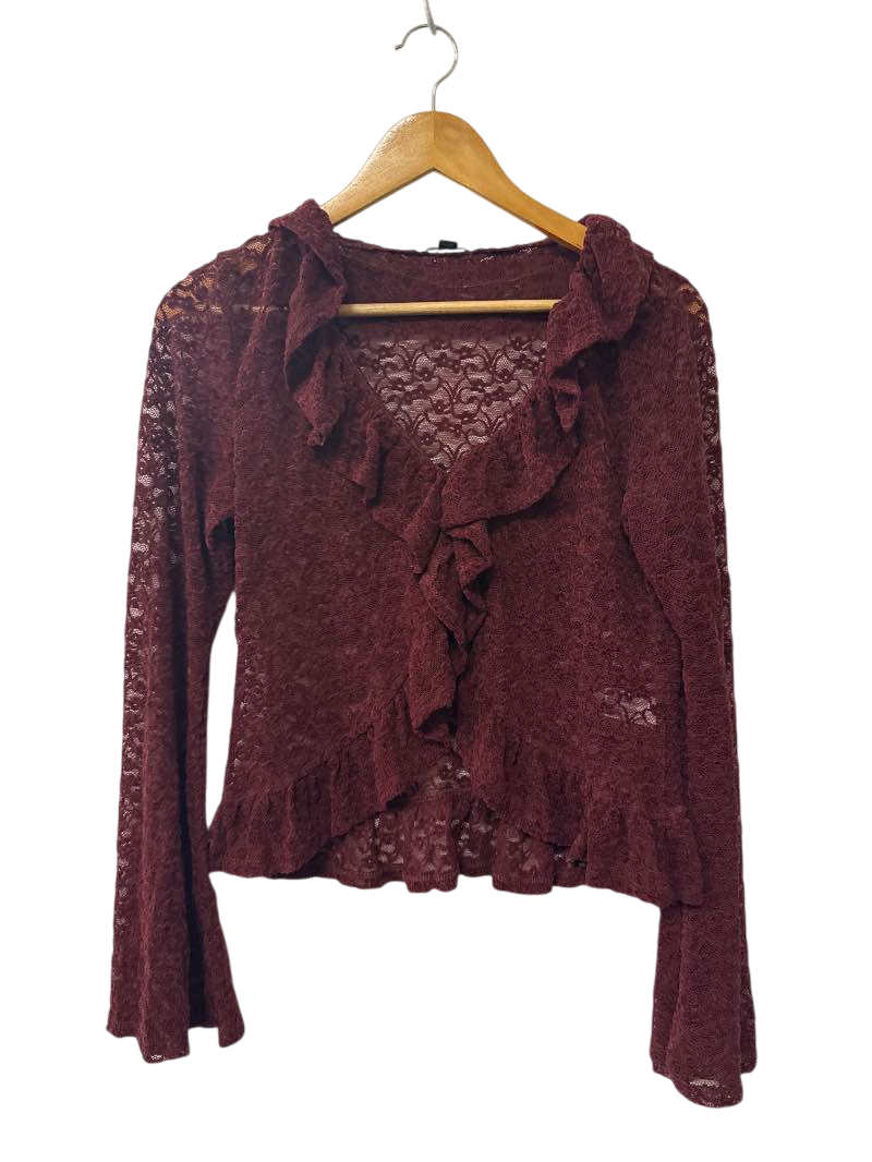 Wild Fable Ruffled Lace Top Long Sleeves