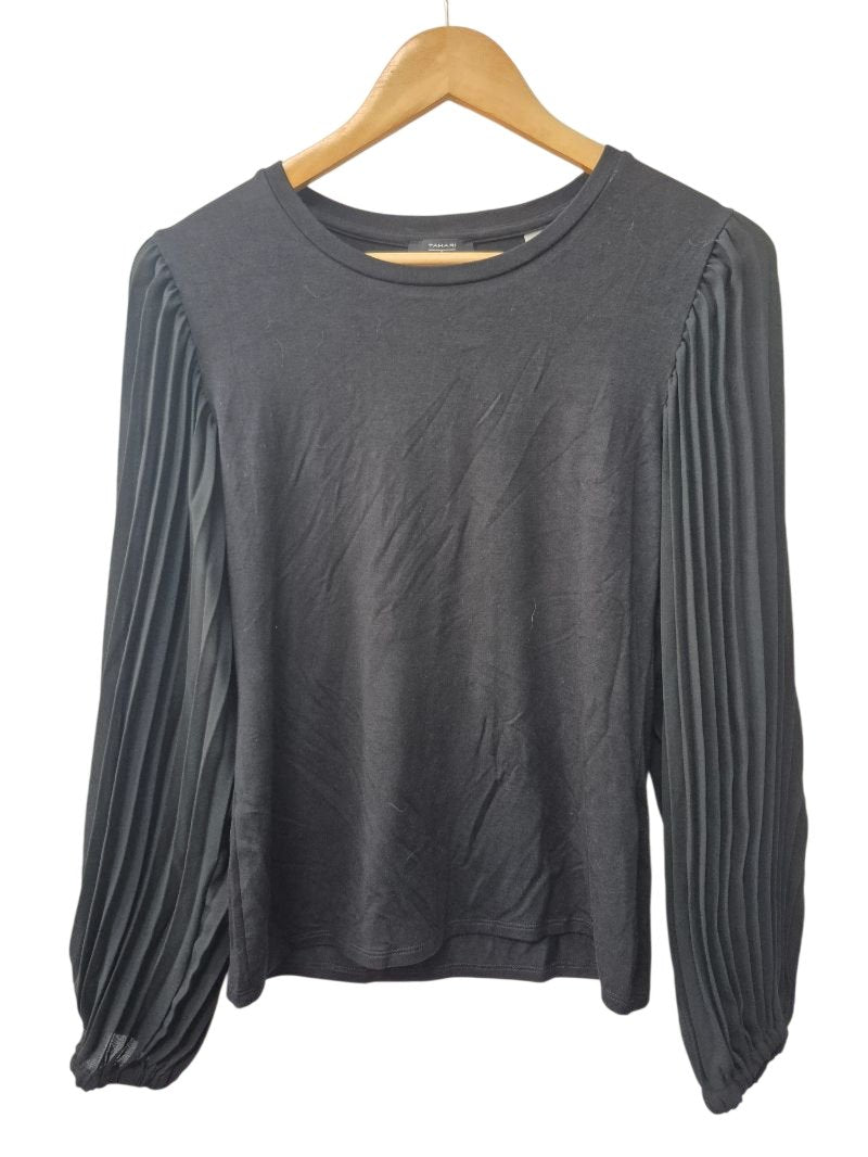 Tahari Pleated Sleeve Top Long Sleeves