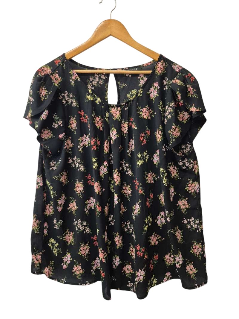 Paper Moon Floral Ruffle Blouse Short Sleeves