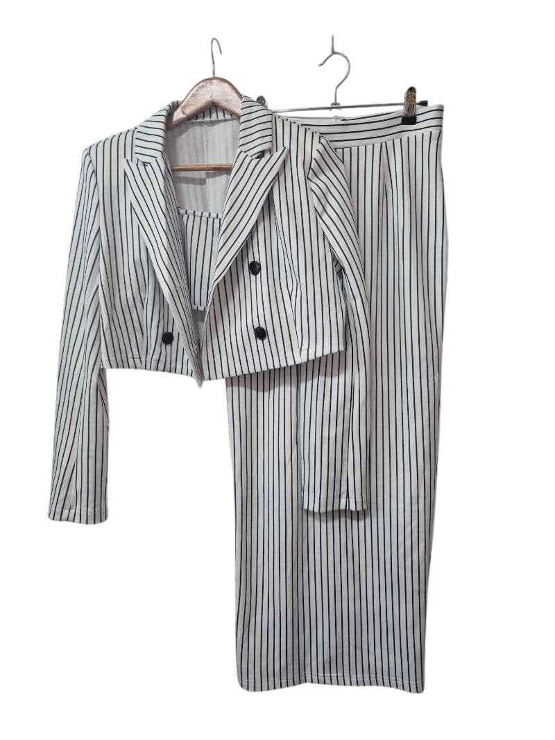 Striped Skirt Suit Set