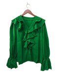 Ruffled V-Neck Long Sleeves