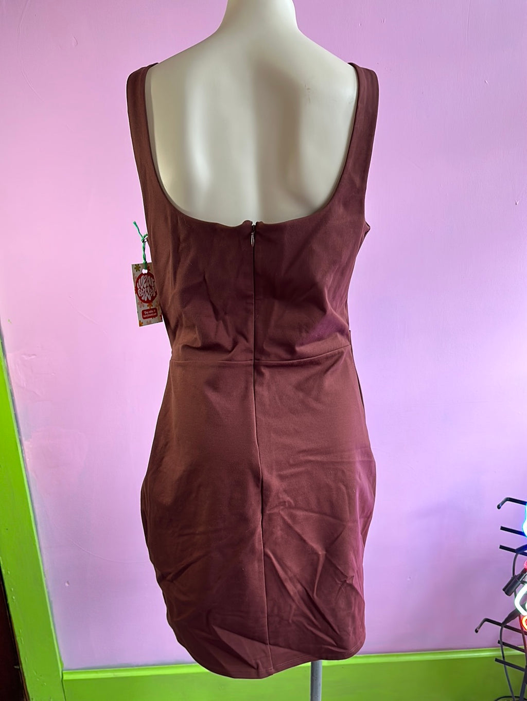 Brown Express Wrap Mini Dress, M
