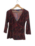 Chaps V-Neck Print Long Sleeves