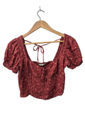 American Eagle Tie Front Puff Sleeve Short Sleeves