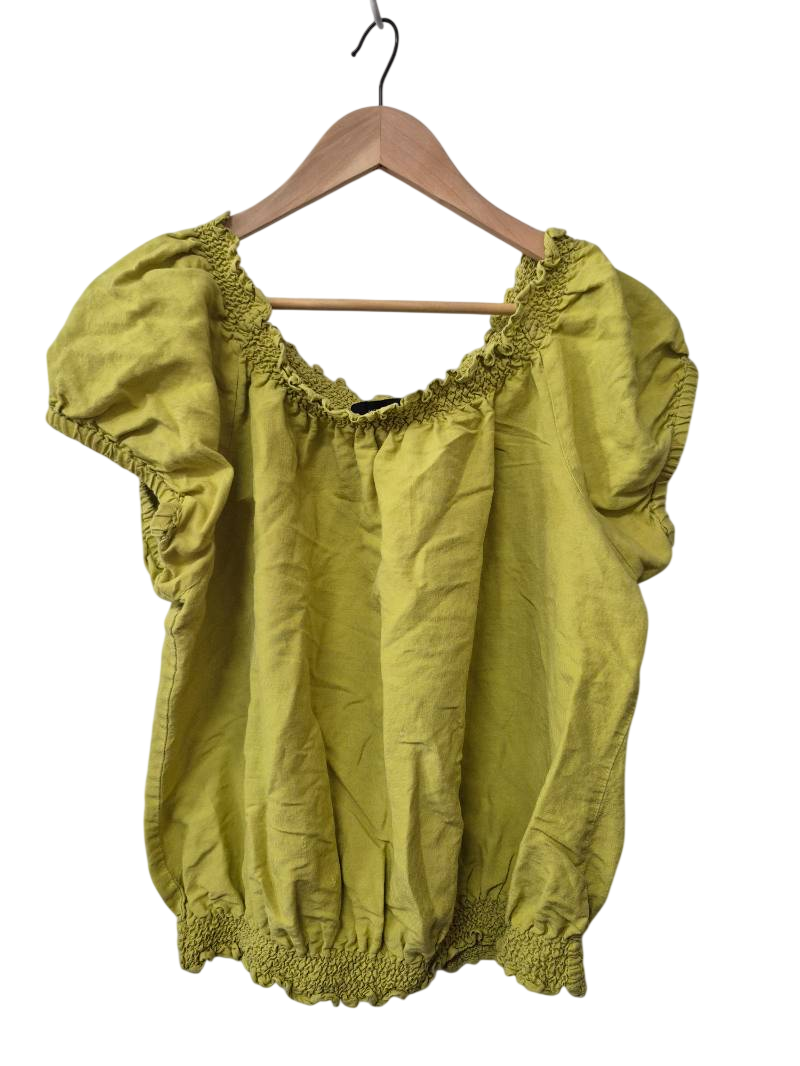 Ashley Stewart Smocked Hem Top Short Sleeves