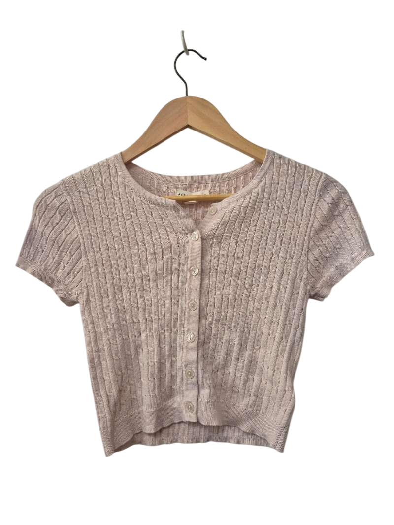Aeropostale Cable Knit Button-Up Short Sleeves