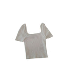 Divided Square Neck Top Short Sleeves