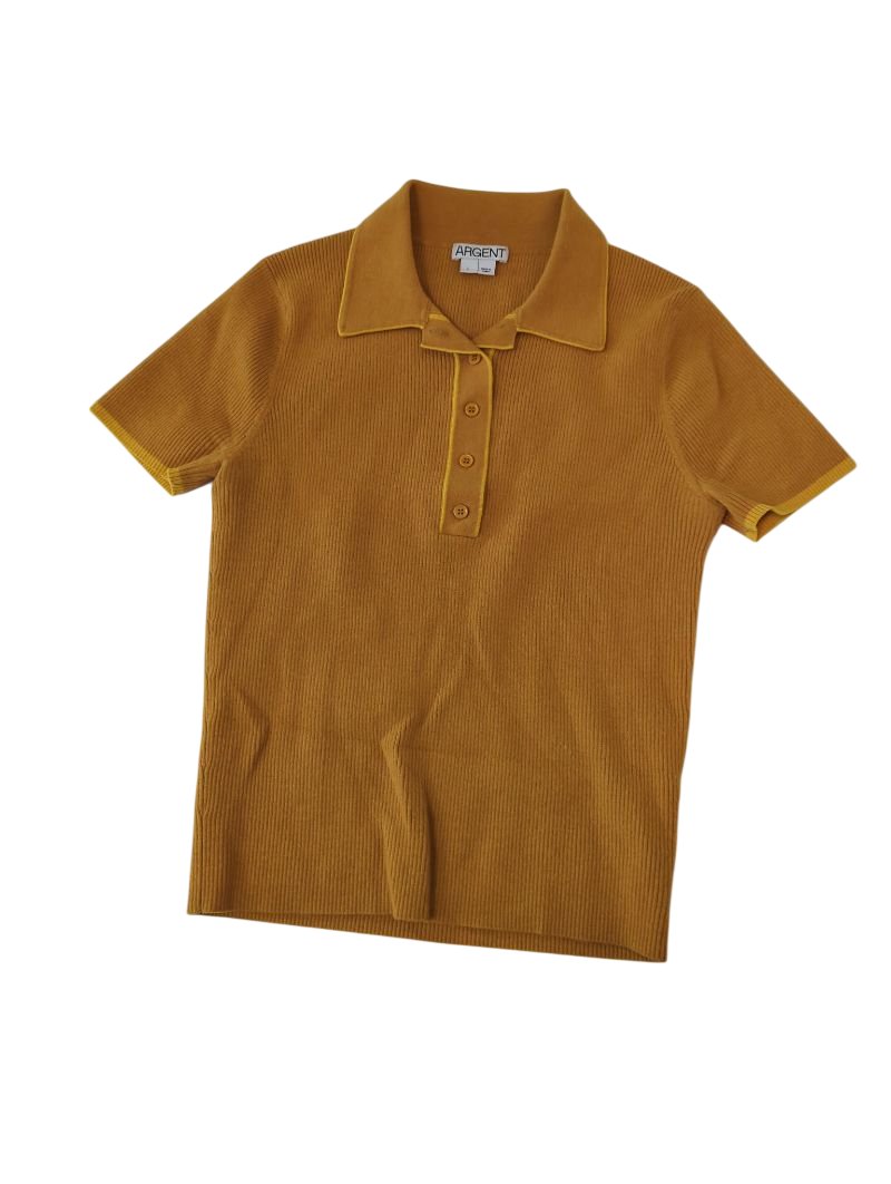 Argent  Ribbed Collared Polo Short Sleeves