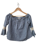 Papaya Striped Off-Shoulder Long Sleeves