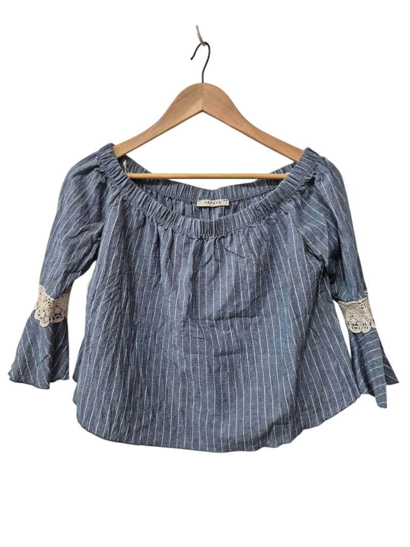 Papaya Striped Off-Shoulder Long Sleeves