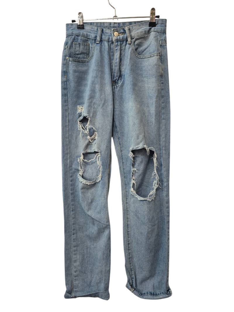 Shein Distressed Straight Leg Jeans