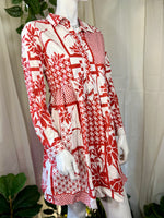 Red & White Maeve Shirt Dress, S