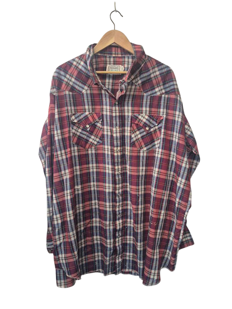 H Bar C Plaid Western Shirt Vintage