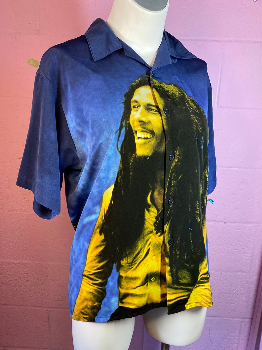 Blue Bob Marley Button Down, M