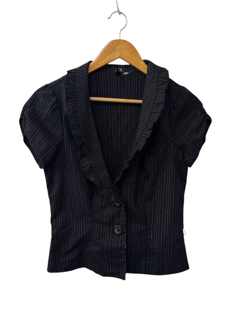 Heart & Soul Ruffled Pinstripe Blouse Vintage