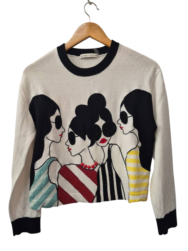 Alice + Olivia Graphic Knit Long Sleeves