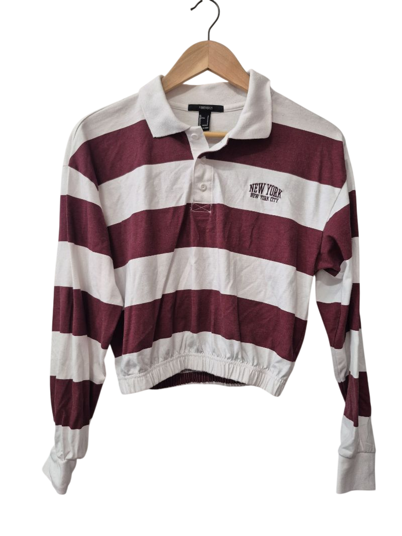 Forever 21 Striped Polo Long Sleeves