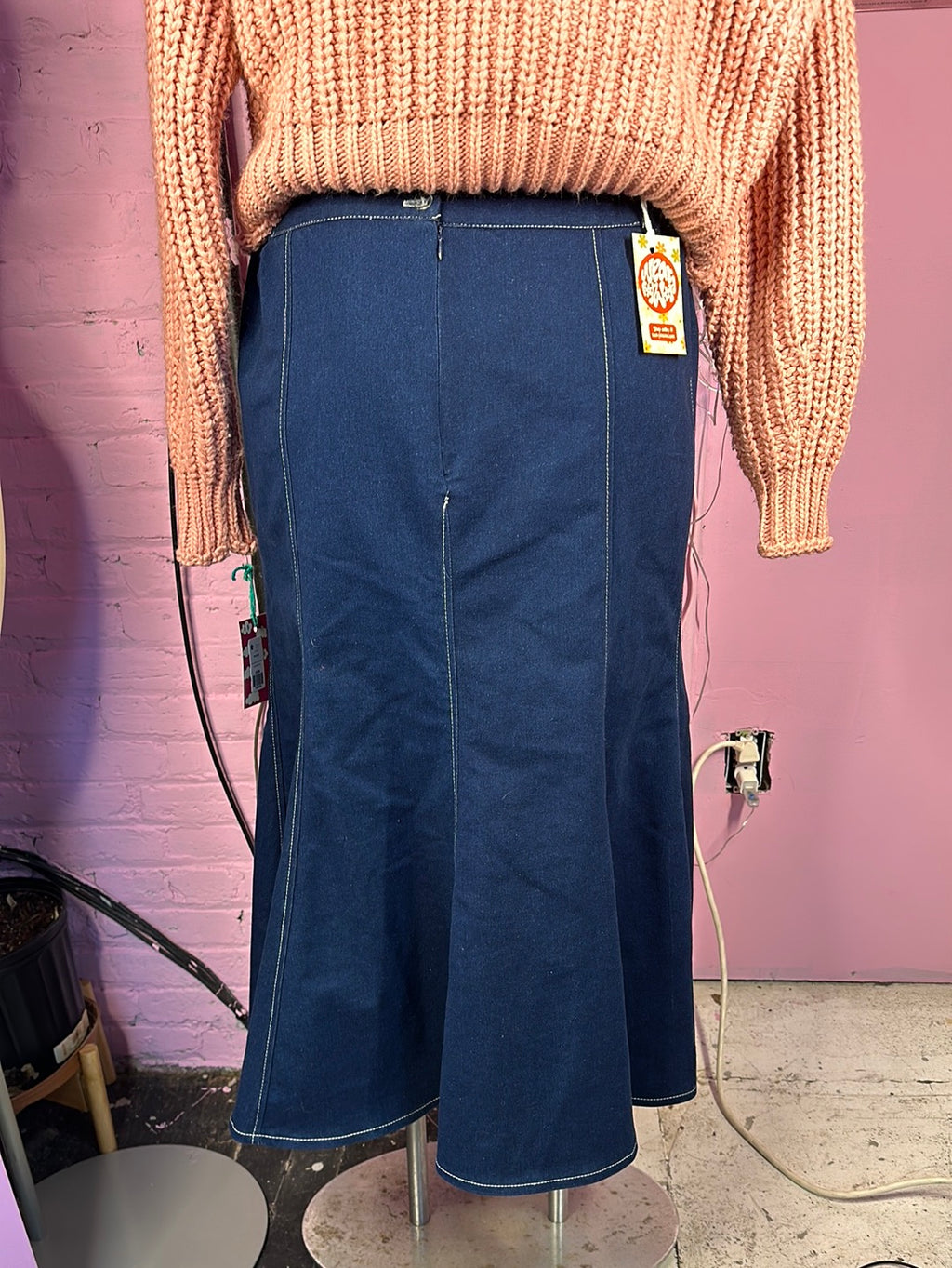 Blue Devine Denim NY Denim Midi Skirt, 16