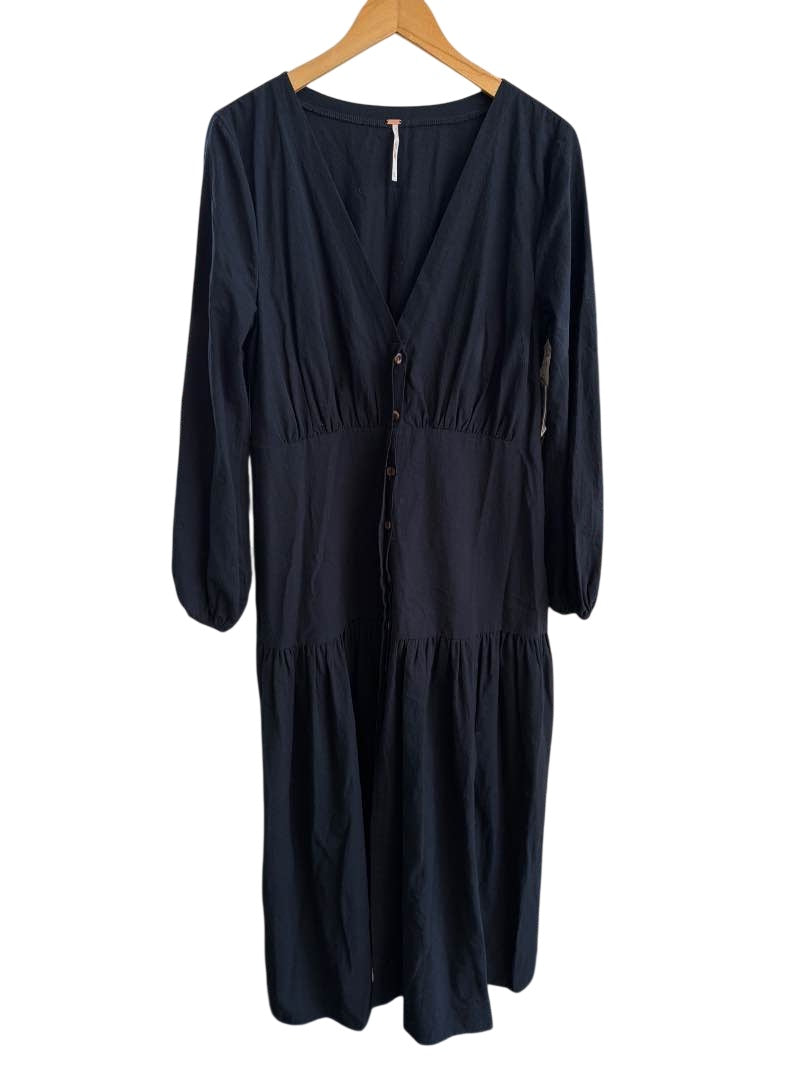 Free People V-Neck Buttoned Dresses