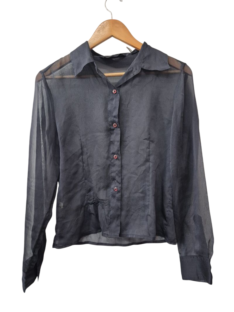 Express Sheer Button-Up Long Sleeves