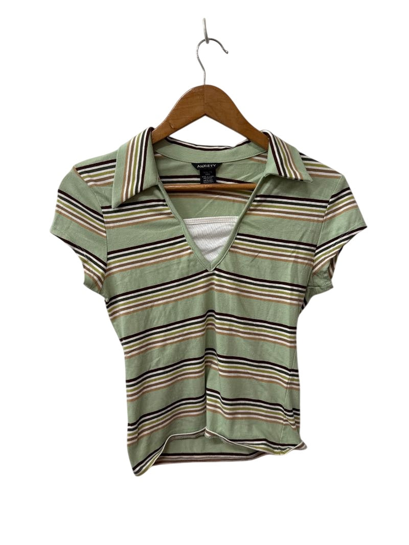 Anxiety Striped Collared Short Sleeves