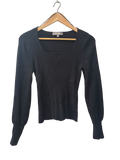 Marled Square Neck Top Long Sleeves