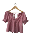 Mi Ami Gingham Tie-Front Short Sleeves