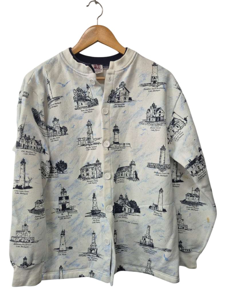 Art Unlimited Lighthouse Print Cardigan Vintage
