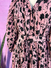 Pink/Black Floral Good Hart Pleated Tunic Dress, M