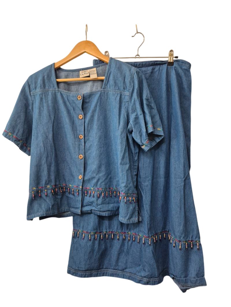 Koret City Blues Embroidered Denim Set Vintage