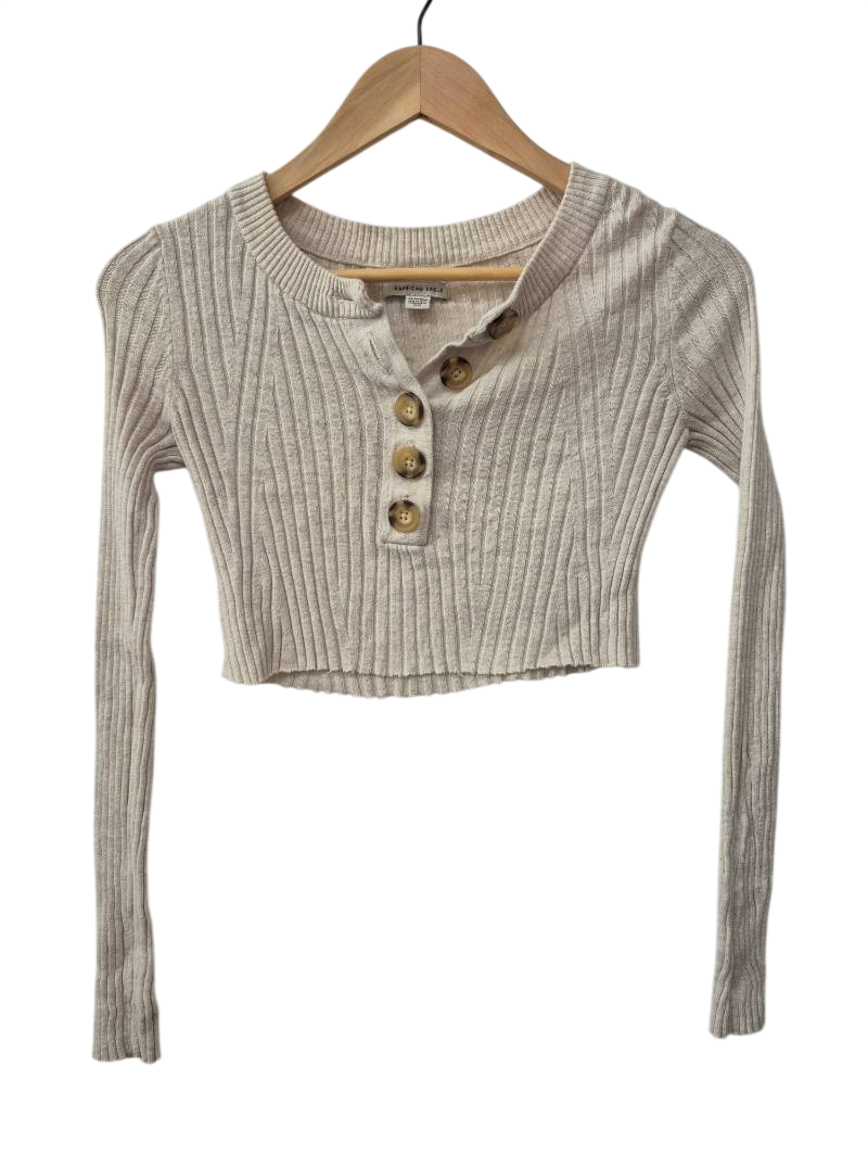 American Eagle Henley Cropped Long Sleeves