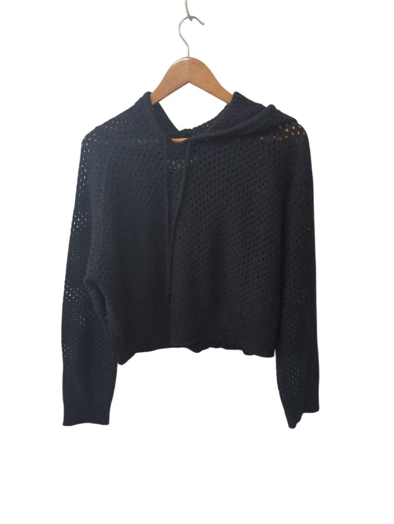 Planet Gold Cropped Knit Hoodie Long Sleeves