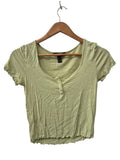Forever 21 Ribbed Lettuce-Edge Short Sleeves