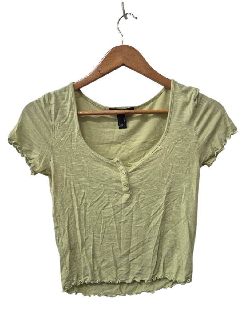Forever 21 Ribbed Lettuce-Edge Short Sleeves