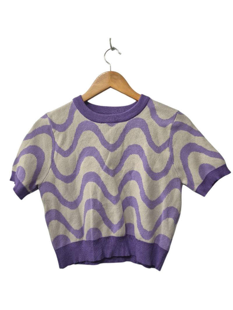 Emery Rose Wave Pattern Short Sleeves