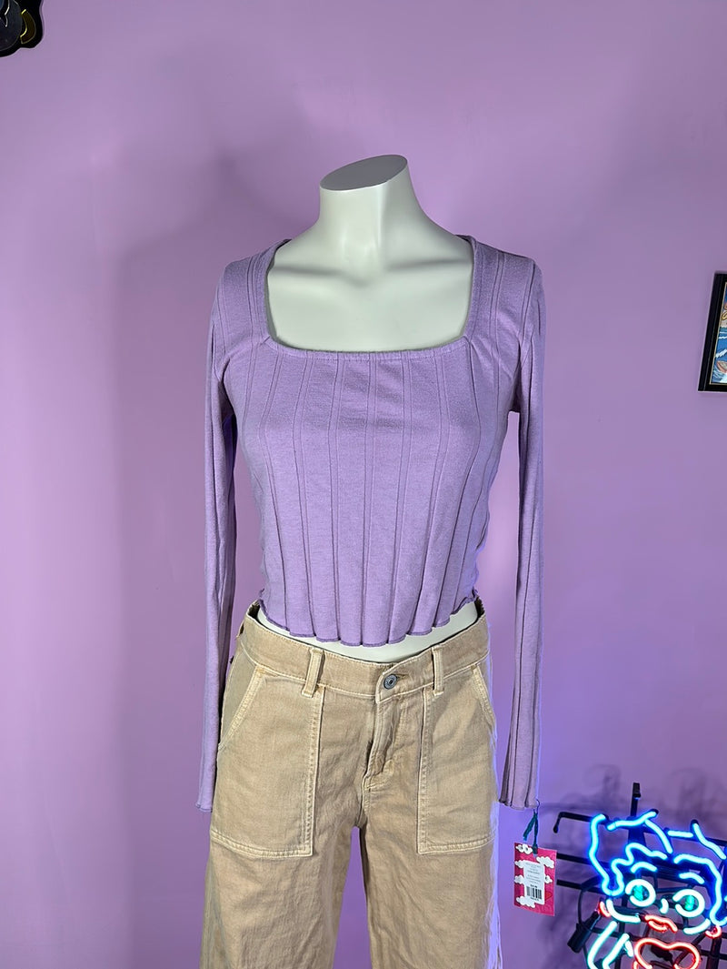 Purple Urban Outfitters Ribbed Crop Tee, S