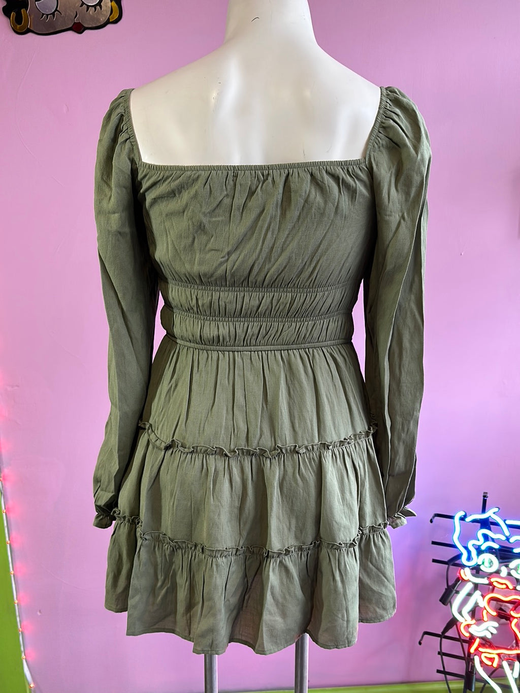 Green Trixxi Peasant Dress, L