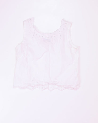 White Victoria Holley Buttoned Tank, 12