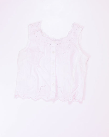 White Victoria Holley Buttoned Tank, 12