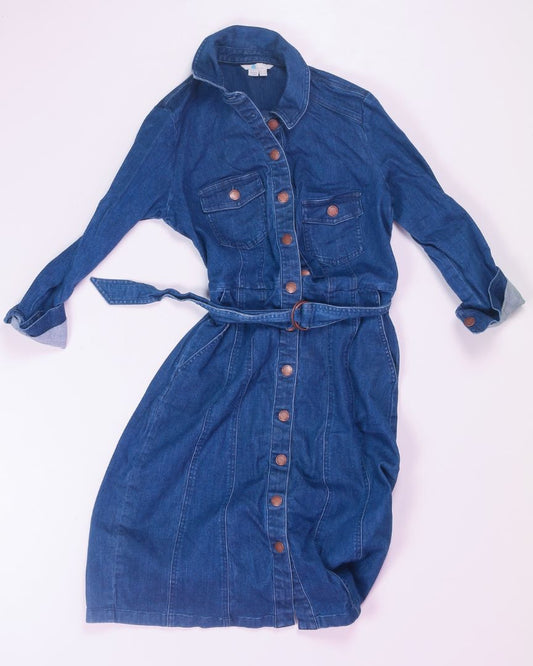 Darkwash Boden Denim Buttoned Dress, 6