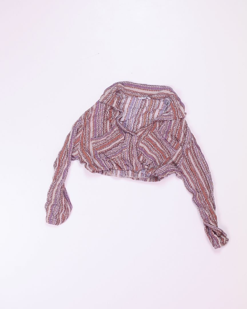 Tan Sage Cropped Blouse, XS