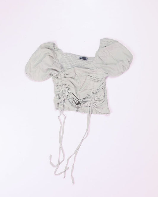 Green Shein Cropped Blouse, S